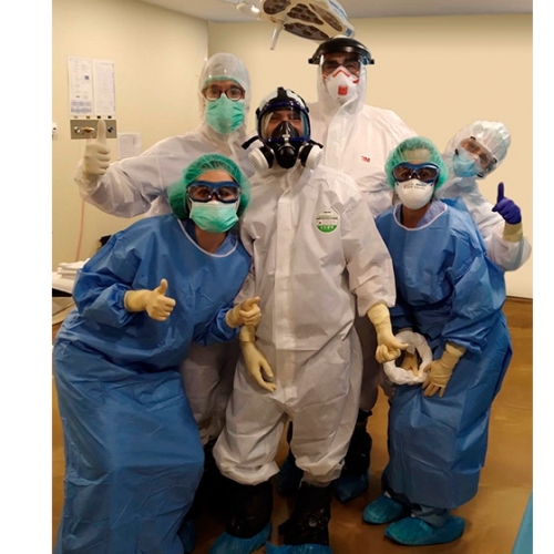Primeras cirugías a pacientes con covid-19 en la Policlínica Nuestra Señora del Rosario .