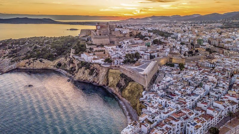 Aerial image of Eivissa, the capital of Ibiza