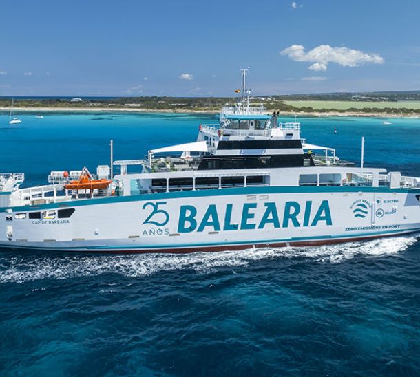 Baleària presenta en Eivissa el ‘Cap de Barbaria’, el primer ‘ferry’ eléctrico de España