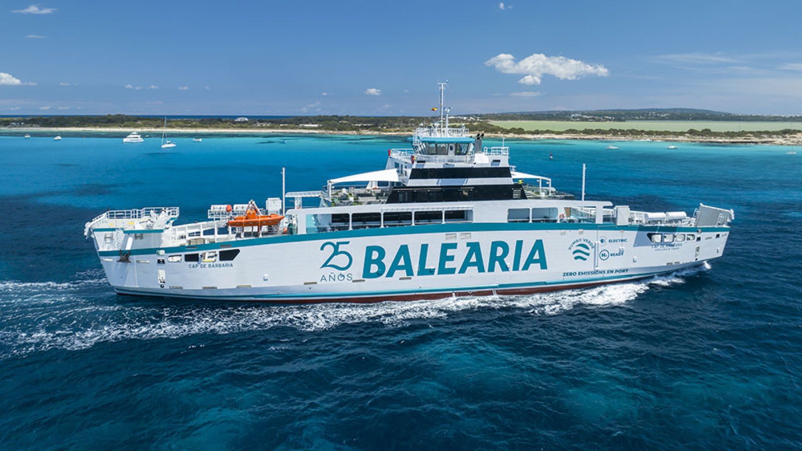 Baleària presenta en Eivissa el ‘Cap de Barbaria’, el primer ‘ferry’ eléctrico de España